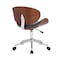Armen Living Daphne Modern Office Chair In Chrome Finish with Gray Faux Leather And Walnut Veneer Back LCDAOFCHGR - alternate 2